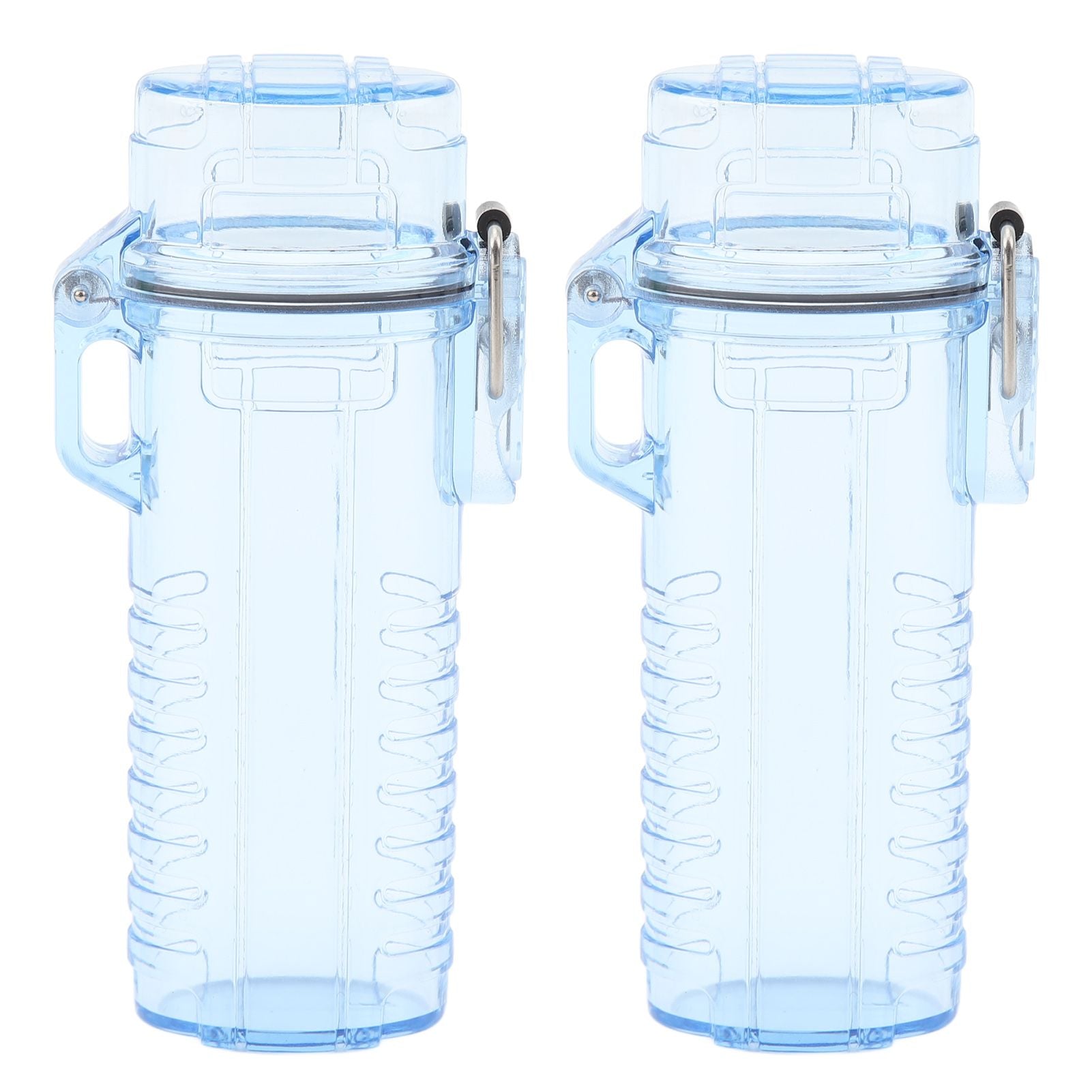 2Pcs Lighter Case Waterproof Lighter Storage Container Plastic for Outdoor Camping Hiking Transparent Blue