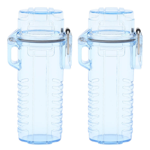 2Pcs Lighter Case Waterproof Lighter Storage Container Plastic for Outdoor Camping Hiking Transparent Blue