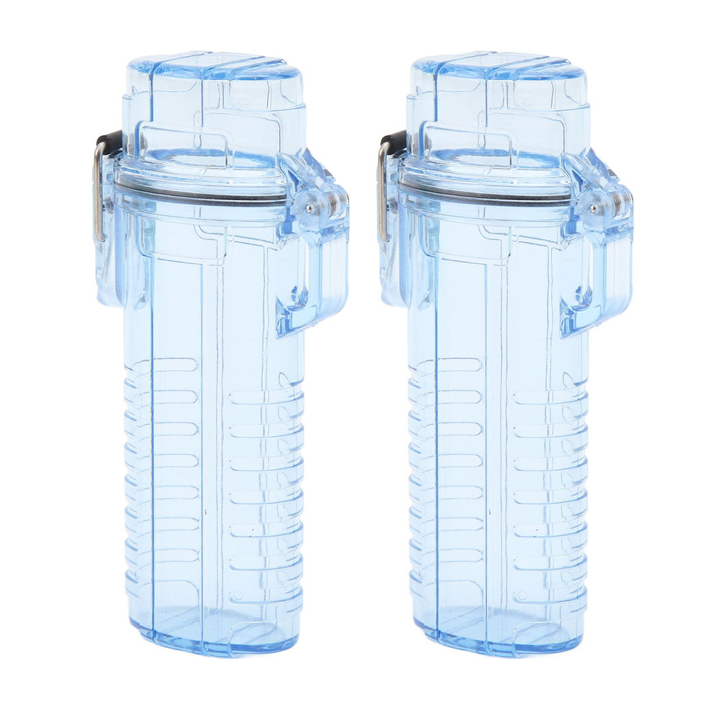 2Pcs Lighter Case Waterproof Lighter Storage Container Plastic for Outdoor Camping Hiking Transparent Blue