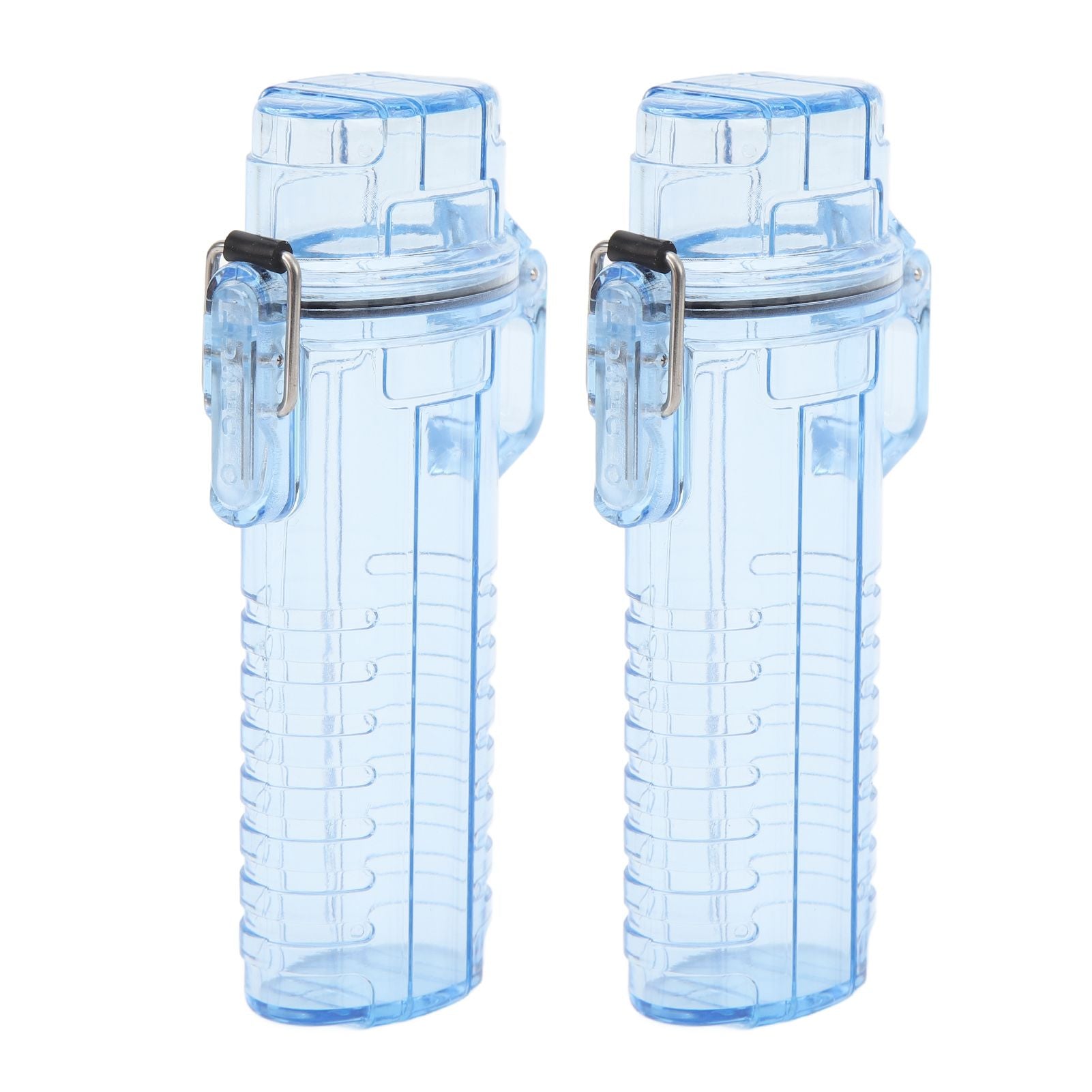2Pcs Lighter Case Waterproof Lighter Storage Container Plastic for Outdoor Camping Hiking Transparent Blue