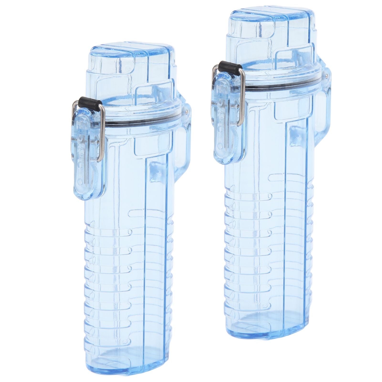 2Pcs Lighter Case Waterproof Lighter Storage Container Plastic for Outdoor Camping Hiking Transparent Blue