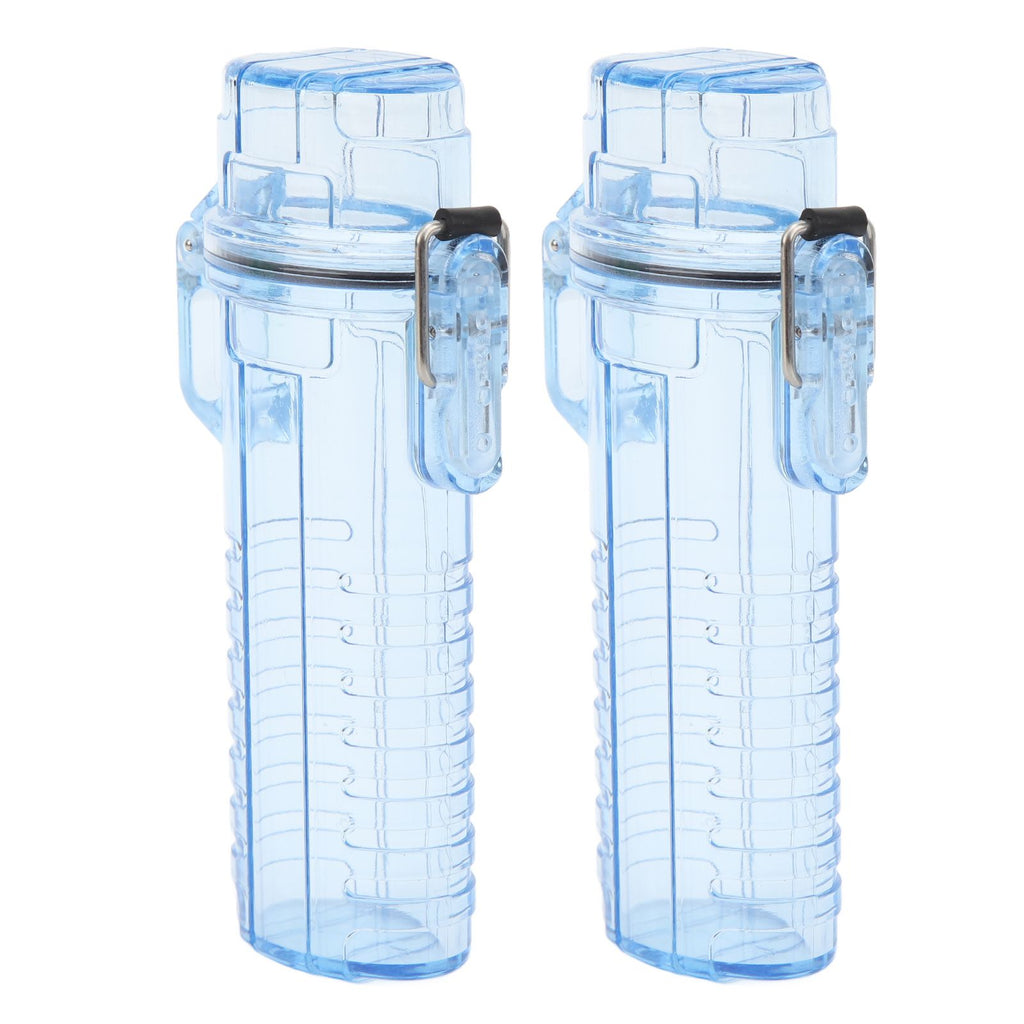 2Pcs Lighter Case Waterproof Lighter Storage Container Plastic for Outdoor Camping Hiking Transparent Blue