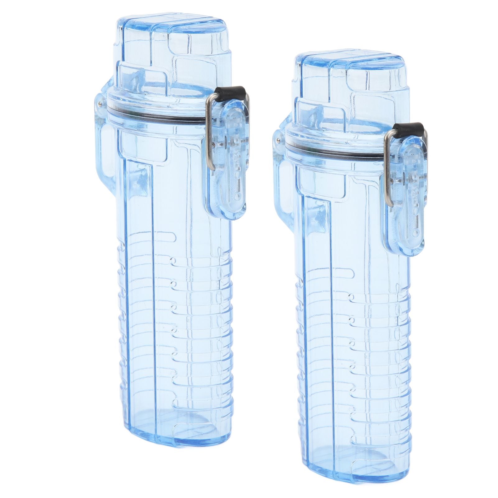 2Pcs Lighter Case Waterproof Lighter Storage Container Plastic for Outdoor Camping Hiking Transparent Blue