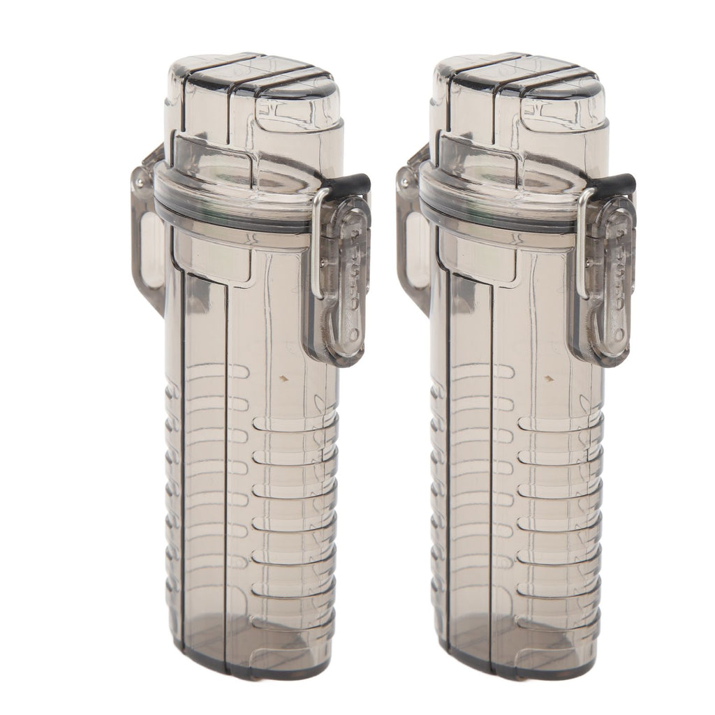 2Pcs Lighter Case Waterproof Lighter Storage Container Plastic for Outdoor Camping Hiking Transparent Black