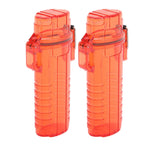 2Pcs Lighter Case Waterproof Lighter Storage Container Plastic for Outdoor Camping Hiking Transparent Red