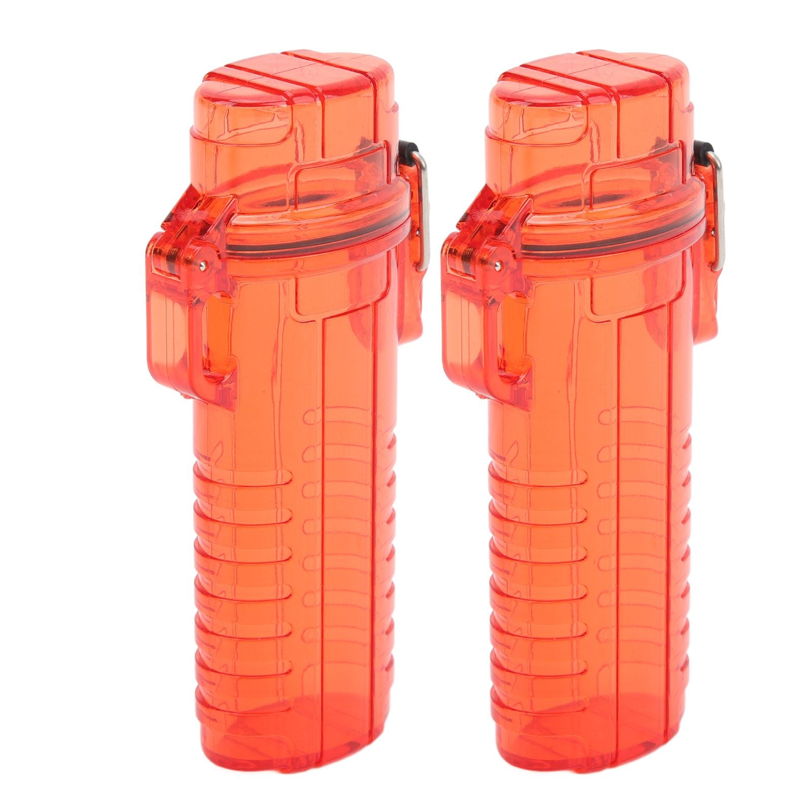 2Pcs Lighter Case Waterproof Lighter Storage Container Plastic for Outdoor Camping Hiking Transparent Red