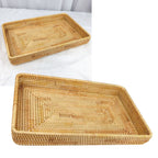 Rattan Tray Tabletop Organization Hand Woven Snack Storage Basket Multifunctional Serving Tray L