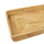 Rattan Tray Tabletop Organization Hand Woven Snack Storage Basket Multifunctional Serving Tray L