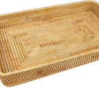 Rattan Tray Tabletop Organization Hand Woven Snack Storage Basket Multifunctional Serving Tray L