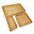 Rattan Tray Tabletop Organization Hand Woven Snack Storage Basket Multifunctional Serving Tray 3 Pcs Set