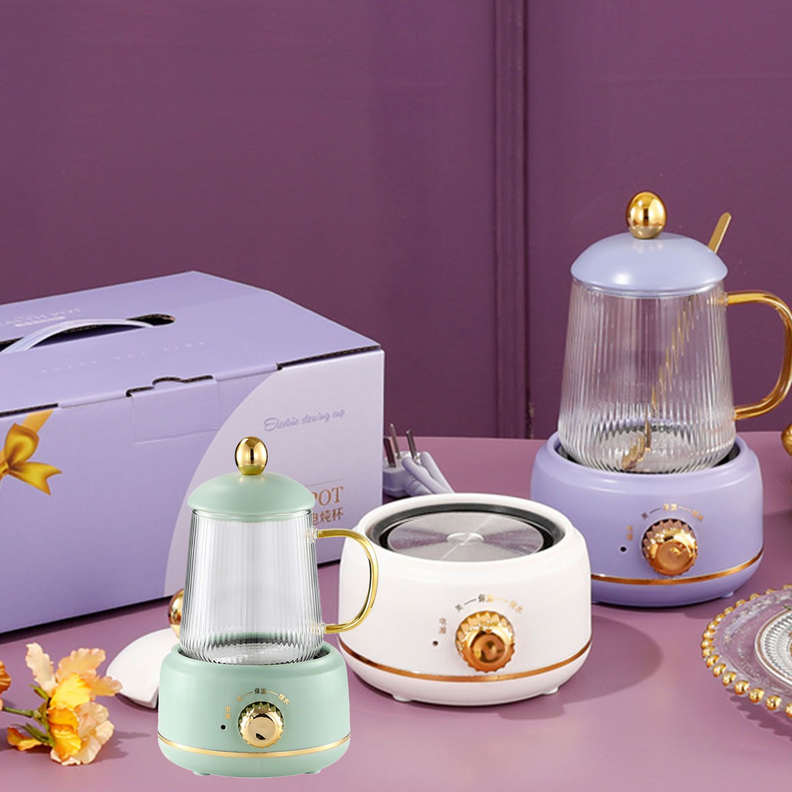 Portable Electric Kettle Stew Cup 450ML Health Cup Mini Slow Cooker Kettle Office Flower Teapot Split Tea Boiler AU Plug 220V