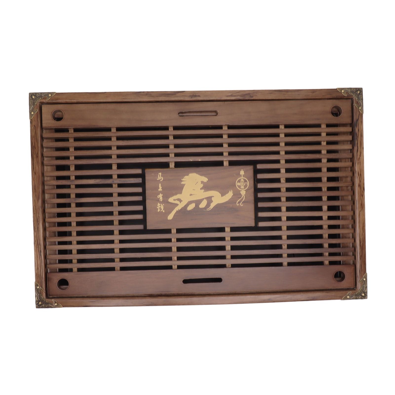 Water Storage Tea Tray with Drainage Tool Hose Non Fading Water Drainage Tea Serving Tray for Home Type A Light Black