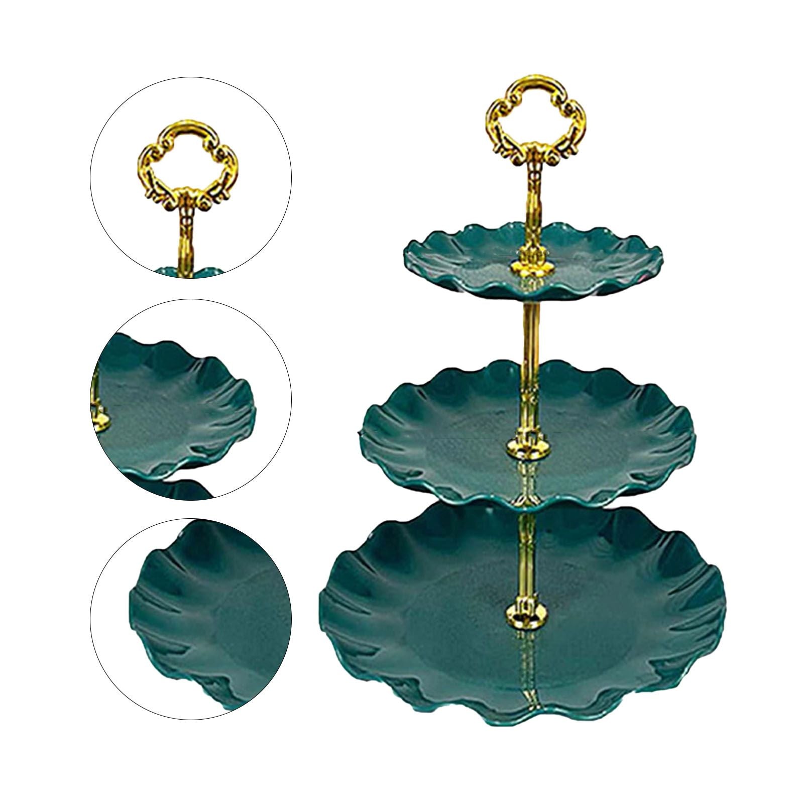 Nordic Style 3 Layer Fruit Plate Tray Plastic 3 Tier Cake Stand Holiday Party Dessert Tray Dark Green