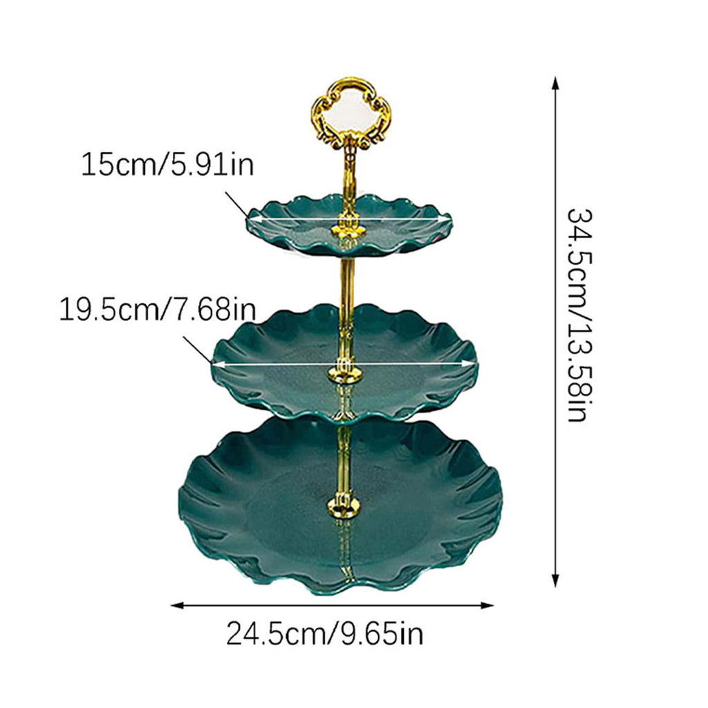Nordic Style 3 Layer Fruit Plate Tray Plastic 3 Tier Cake Stand Holiday Party Dessert Tray Dark Green