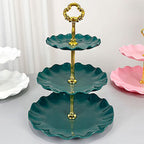 Nordic Style 3 Layer Fruit Plate Tray Plastic 3 Tier Cake Stand Holiday Party Dessert Tray Dark Green