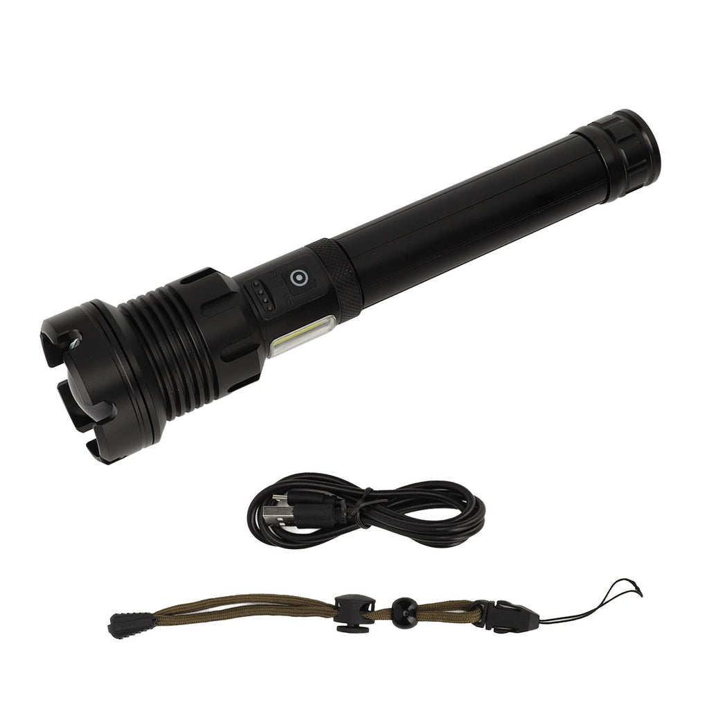 LED Flashlight with COB USB Charging Zoomable Telescopic Flashlight Red White Portable Light