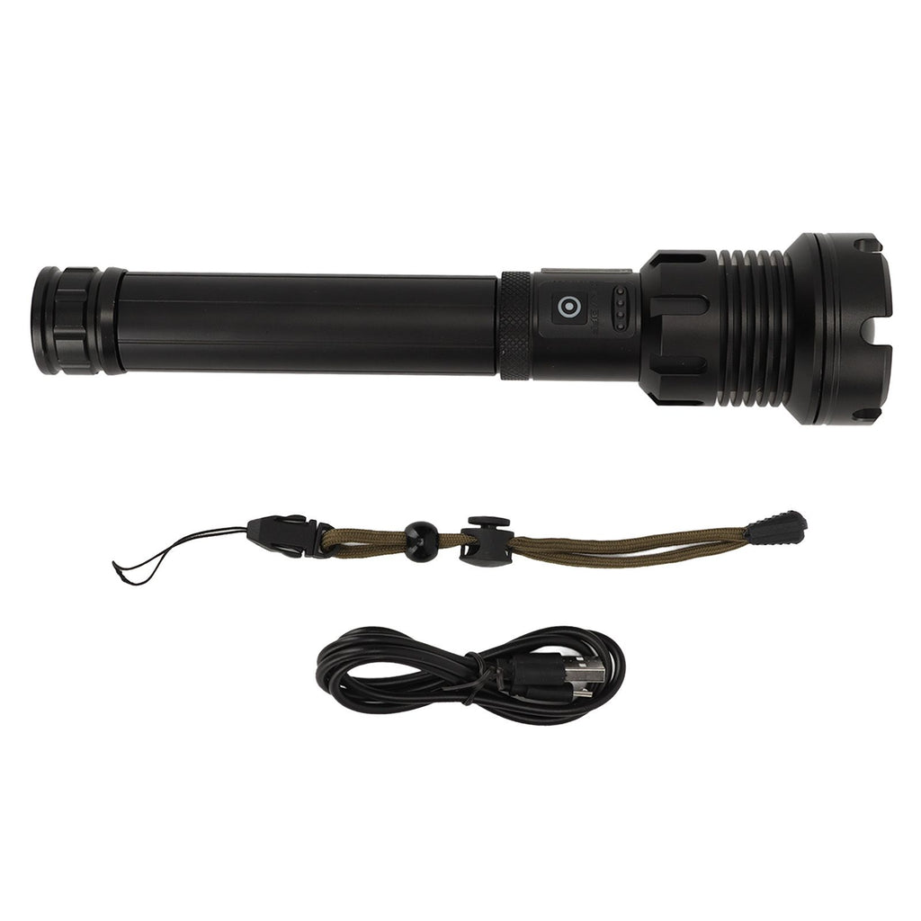 LED Flashlight with COB USB Charging Zoomable Telescopic Flashlight Red White Portable Light