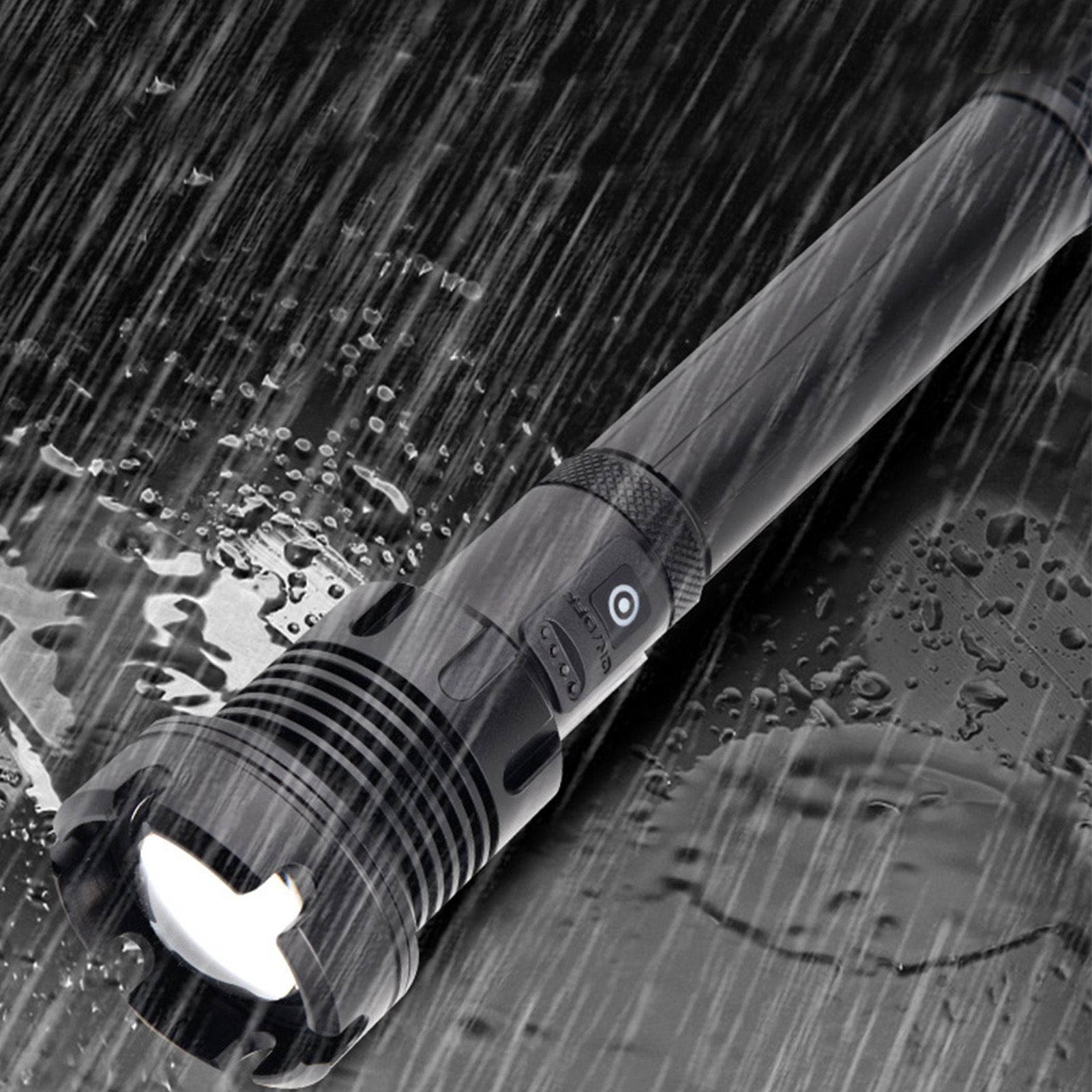 LED Flashlight with COB USB Charging Zoomable Telescopic Flashlight Red White Portable Light