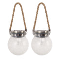 2Pcs Solar Glass Ball Waterproof Automatic LED Rotating Cracked Lantern Light for Lawn Terrace Outdoor