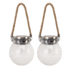 2Pcs Solar Glass Ball Waterproof Automatic LED Rotating Cracked Lantern Light for Lawn Terrace Outdoor
