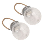 2Pcs Solar Glass Ball Waterproof Automatic LED Rotating Cracked Lantern Light for Lawn Terrace Outdoor