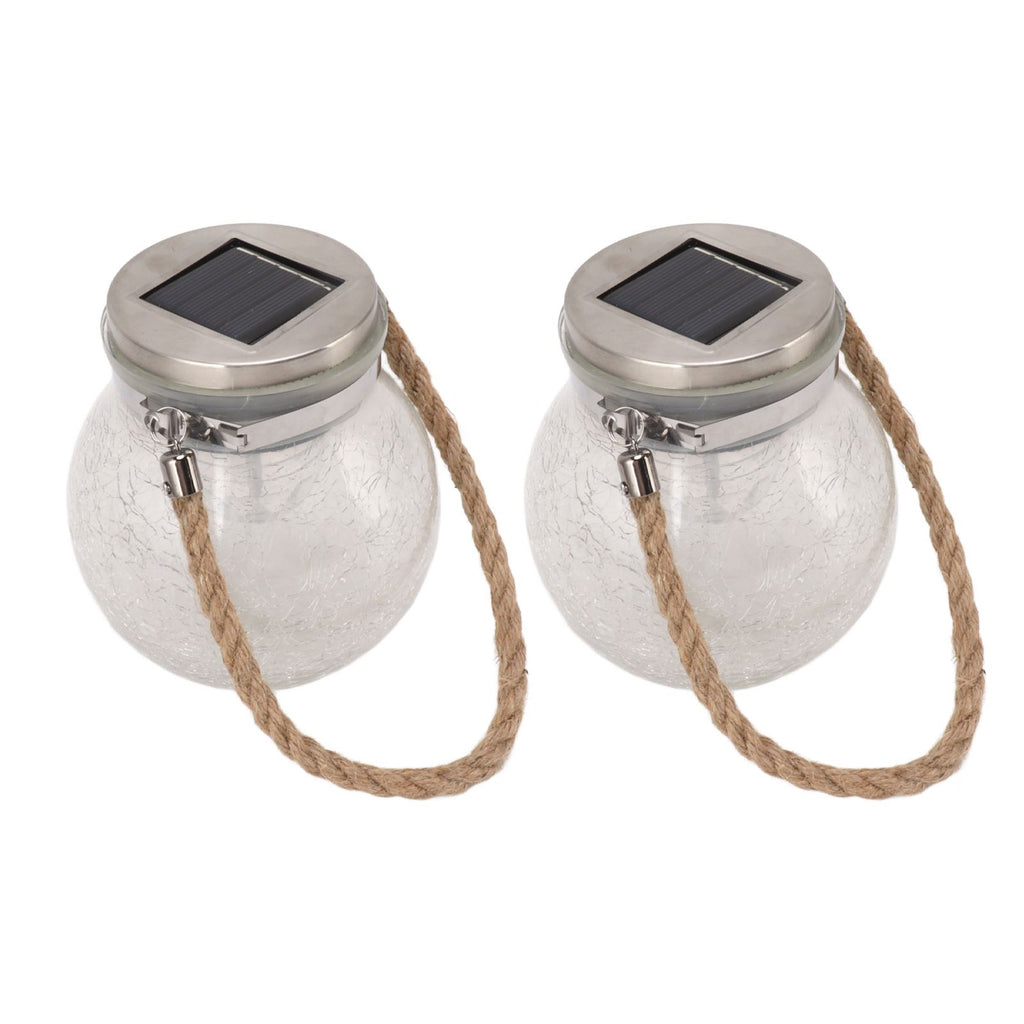 2Pcs Solar Glass Ball Waterproof Automatic LED Rotating Cracked Lantern Light for Lawn Terrace Outdoor