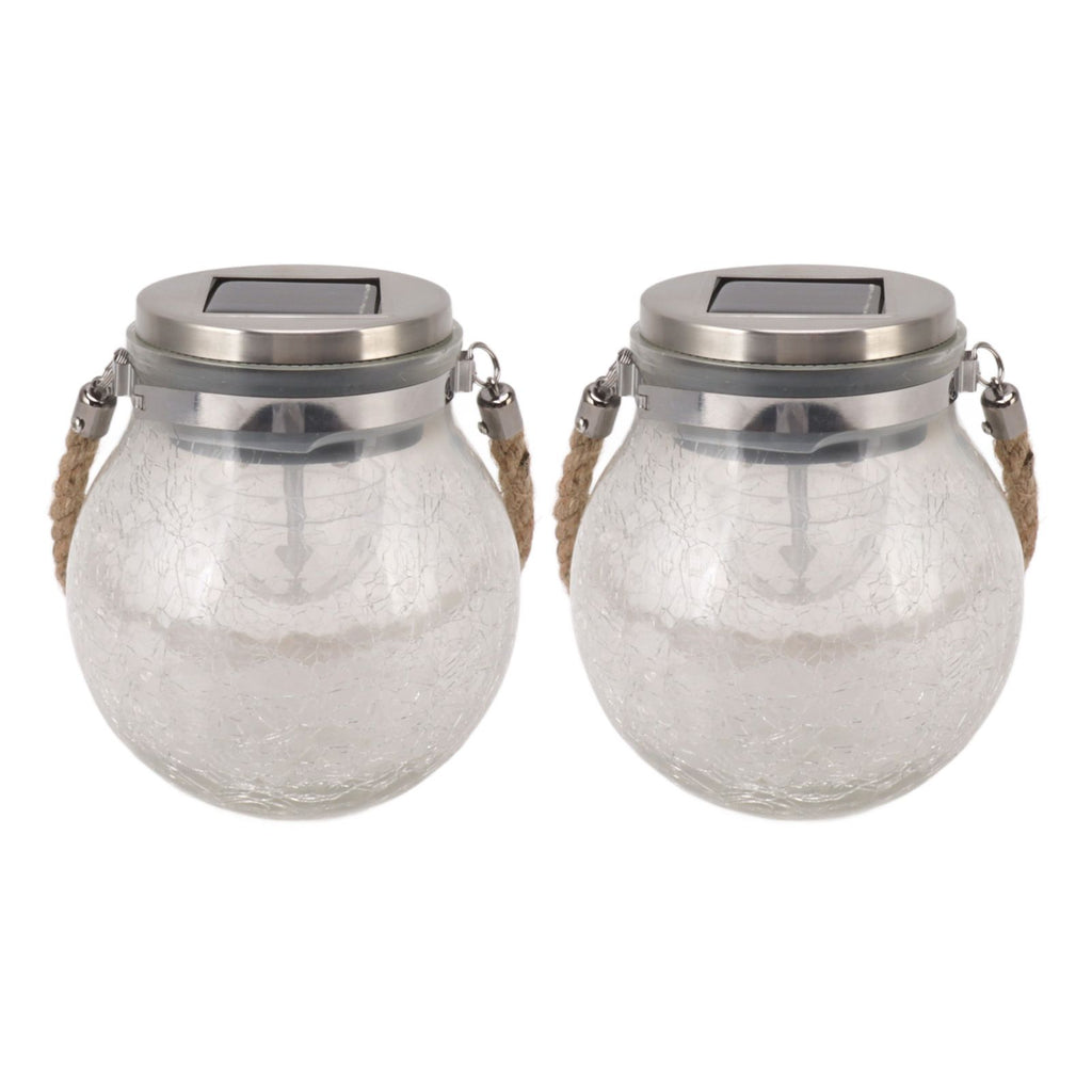 2Pcs Solar Glass Ball Waterproof Automatic LED Rotating Cracked Lantern Light for Lawn Terrace Outdoor