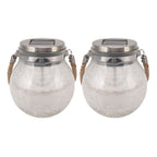 2Pcs Solar Glass Ball Waterproof Automatic LED Rotating Cracked Lantern Light for Lawn Terrace Outdoor