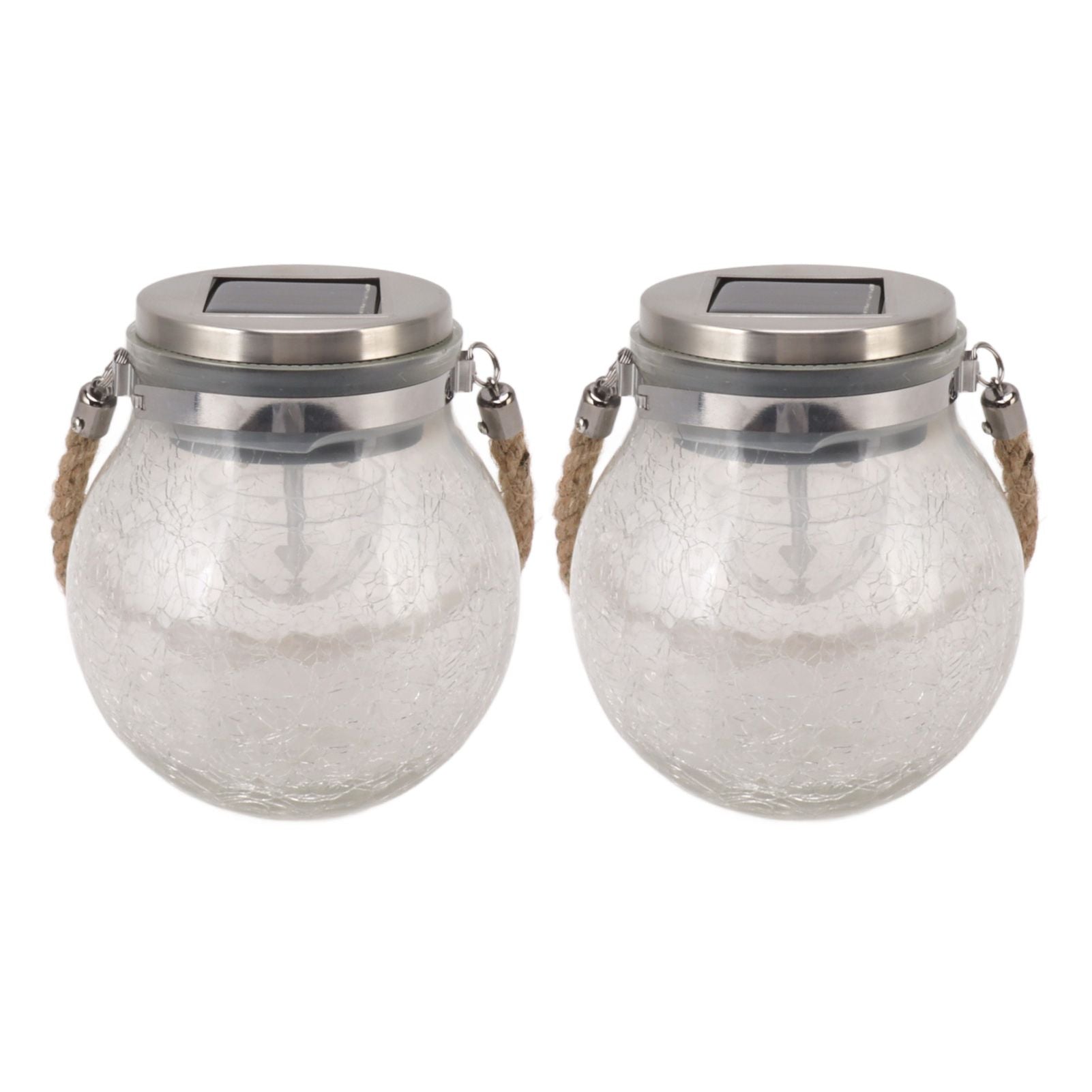2Pcs Solar Glass Ball Waterproof Automatic LED Rotating Cracked Lantern Light for Lawn Terrace Outdoor