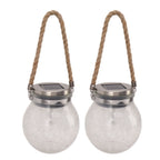 2Pcs Solar Glass Ball Waterproof Automatic LED Rotating Cracked Lantern Light for Lawn Terrace Outdoor