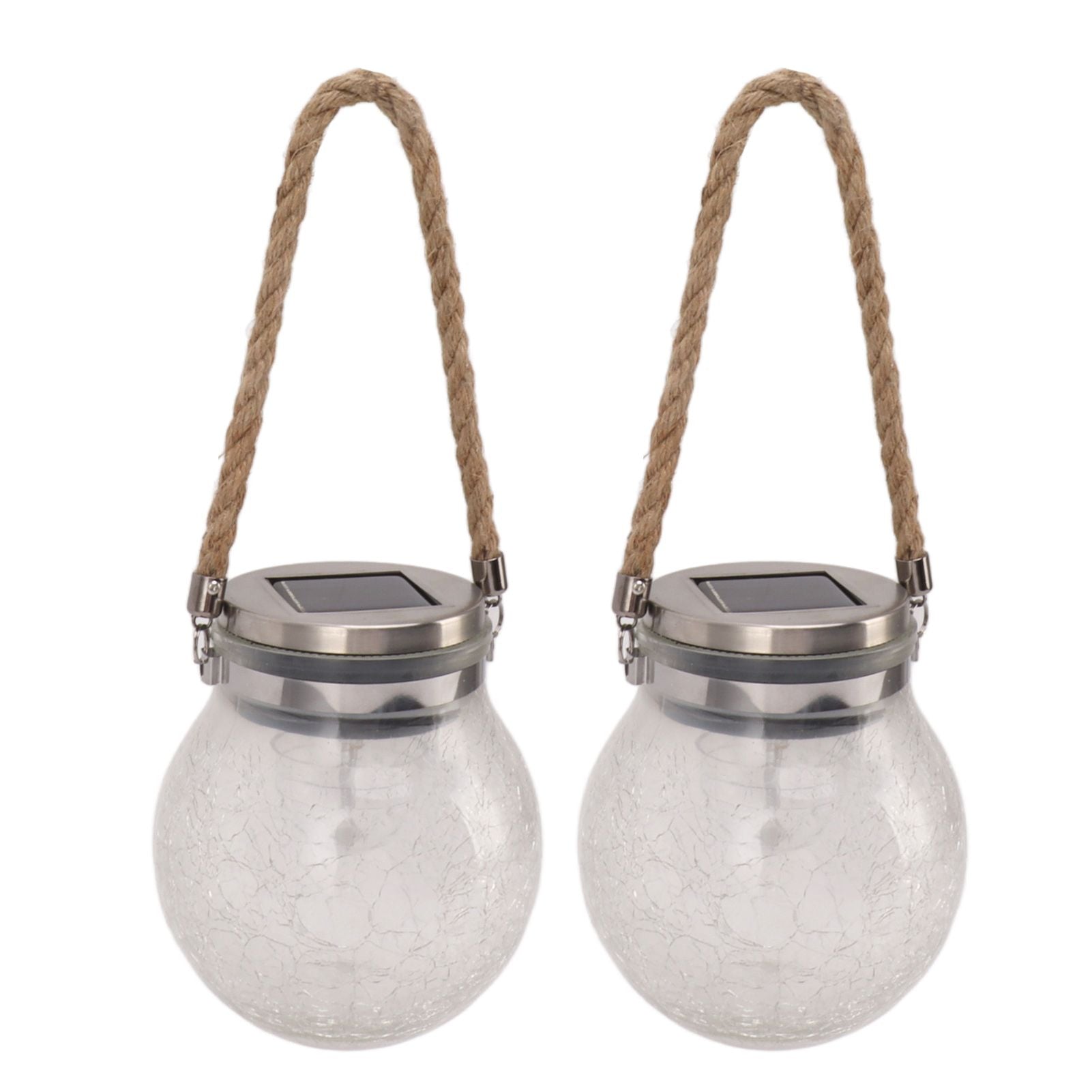 2Pcs Solar Glass Ball Waterproof Automatic LED Rotating Cracked Lantern Light for Lawn Terrace Outdoor