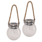 2Pcs Solar Glass Ball Waterproof Automatic LED Rotating Cracked Lantern Light for Lawn Terrace Outdoor