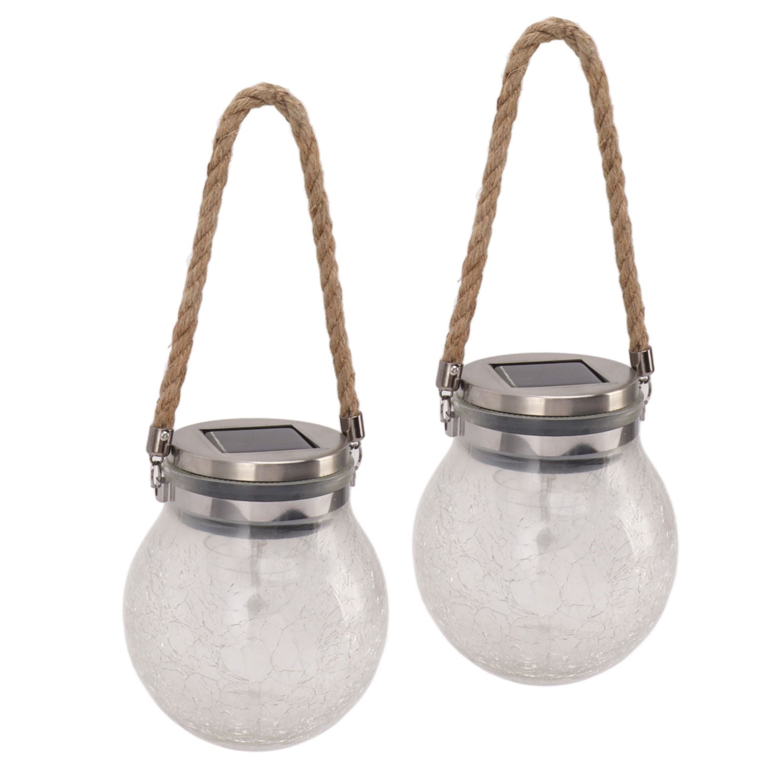 2Pcs Solar Glass Ball Waterproof Automatic LED Rotating Cracked Lantern Light for Lawn Terrace Outdoor