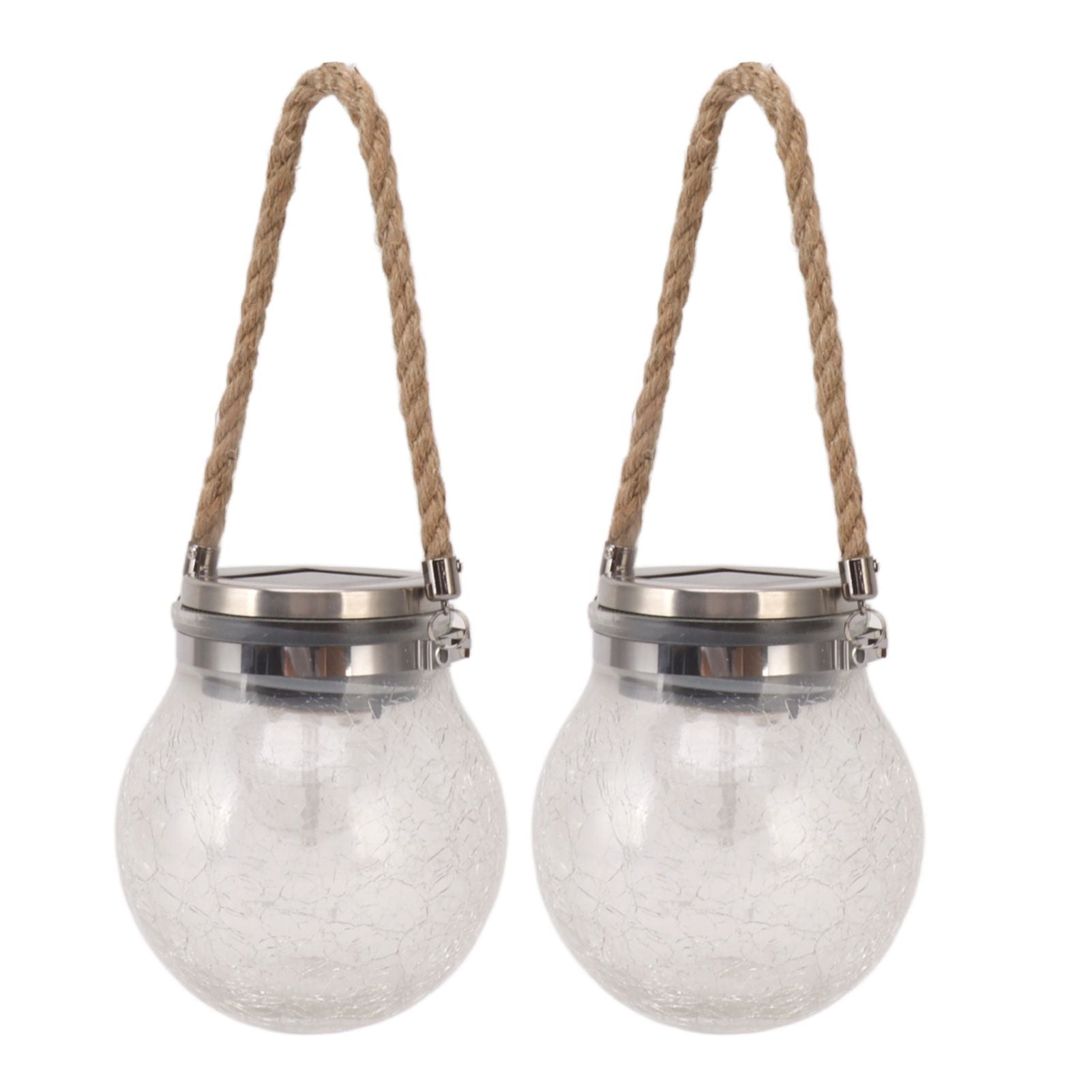 2Pcs Solar Glass Ball Waterproof Automatic LED Rotating Cracked Lantern Light for Lawn Terrace Outdoor