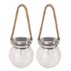 2Pcs Solar Glass Ball Waterproof Automatic LED Rotating Cracked Lantern Light for Lawn Terrace Outdoor