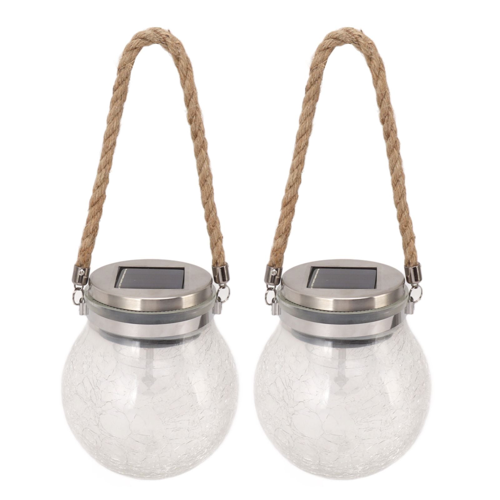 2Pcs Solar Glass Ball Waterproof Automatic LED Rotating Cracked Lantern Light for Lawn Terrace Outdoor