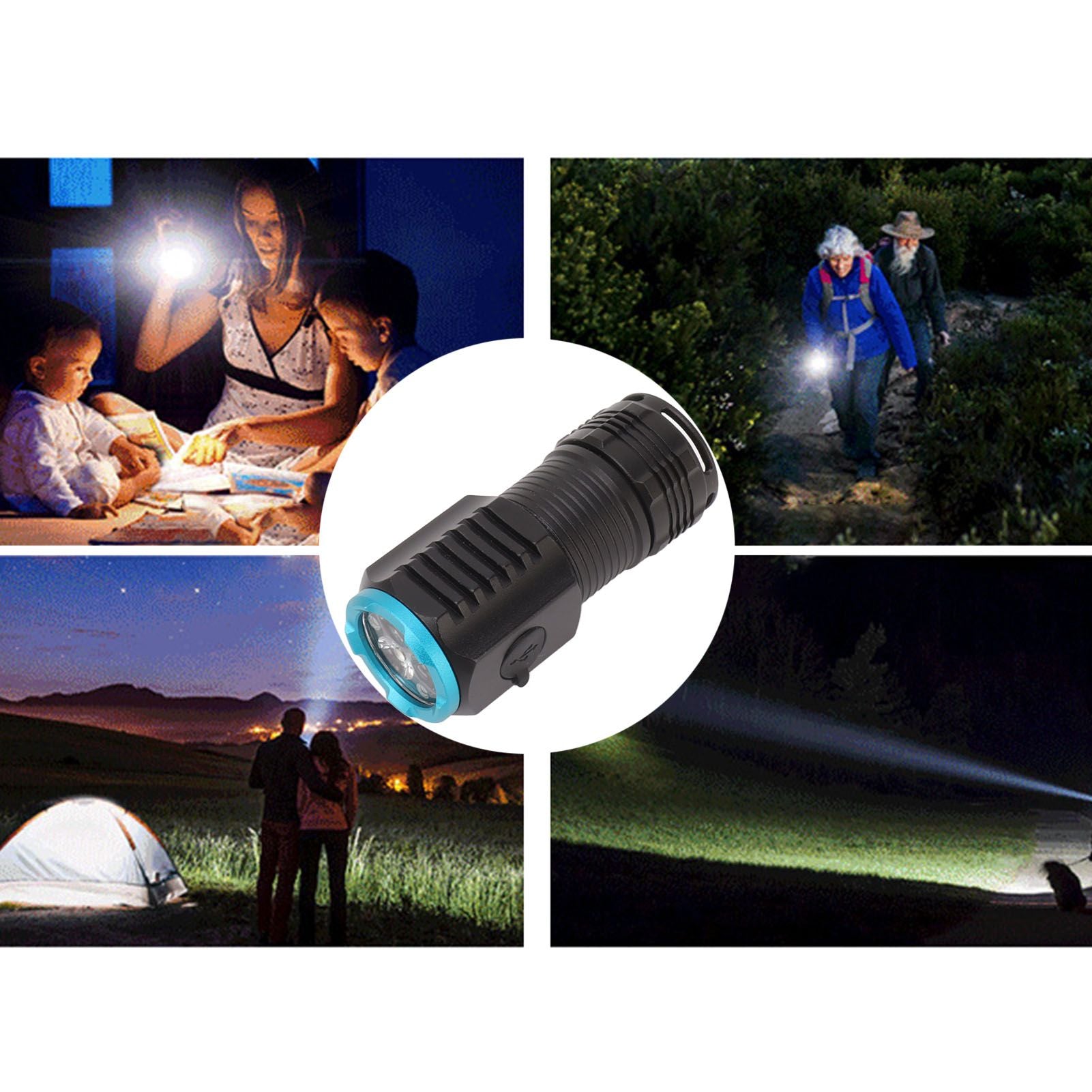 Mini Powerful Flashlight High Luminous Flux 2000lm Bright USB C Rechargeable LED 6 Modes IPX4 Waterproof Tail Magnet