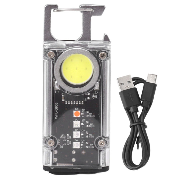 800LM COB Keychain Work Light Rechargeable Mini LED Flashlightht Outdoor Flashlight Bottle Opener Signal Light K45 Silver