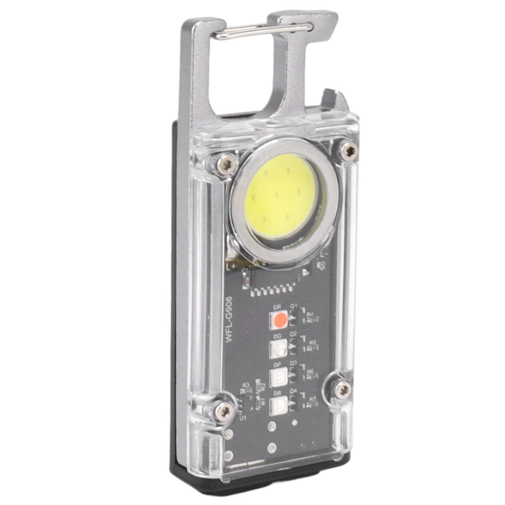 800LM COB Keychain Work Light Rechargeable Mini LED Flashlightht Outdoor Flashlight Bottle Opener Signal Light K45 Silver