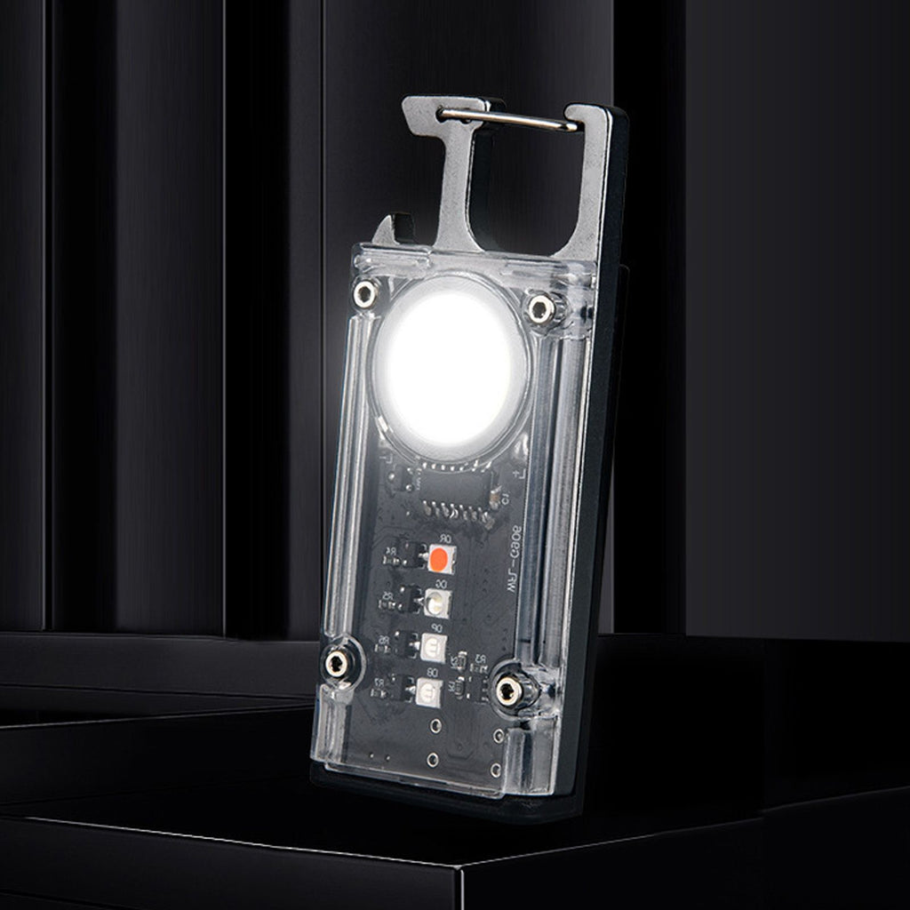 800LM COB Keychain Work Light Rechargeable Mini LED Flashlightht Outdoor Flashlight Bottle Opener Signal Light K45 Silver