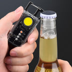 800LM COB Keychain Work Light Rechargeable Mini LED Flashlightht Outdoor Flashlight Bottle Opener Signal Light K45 Silver