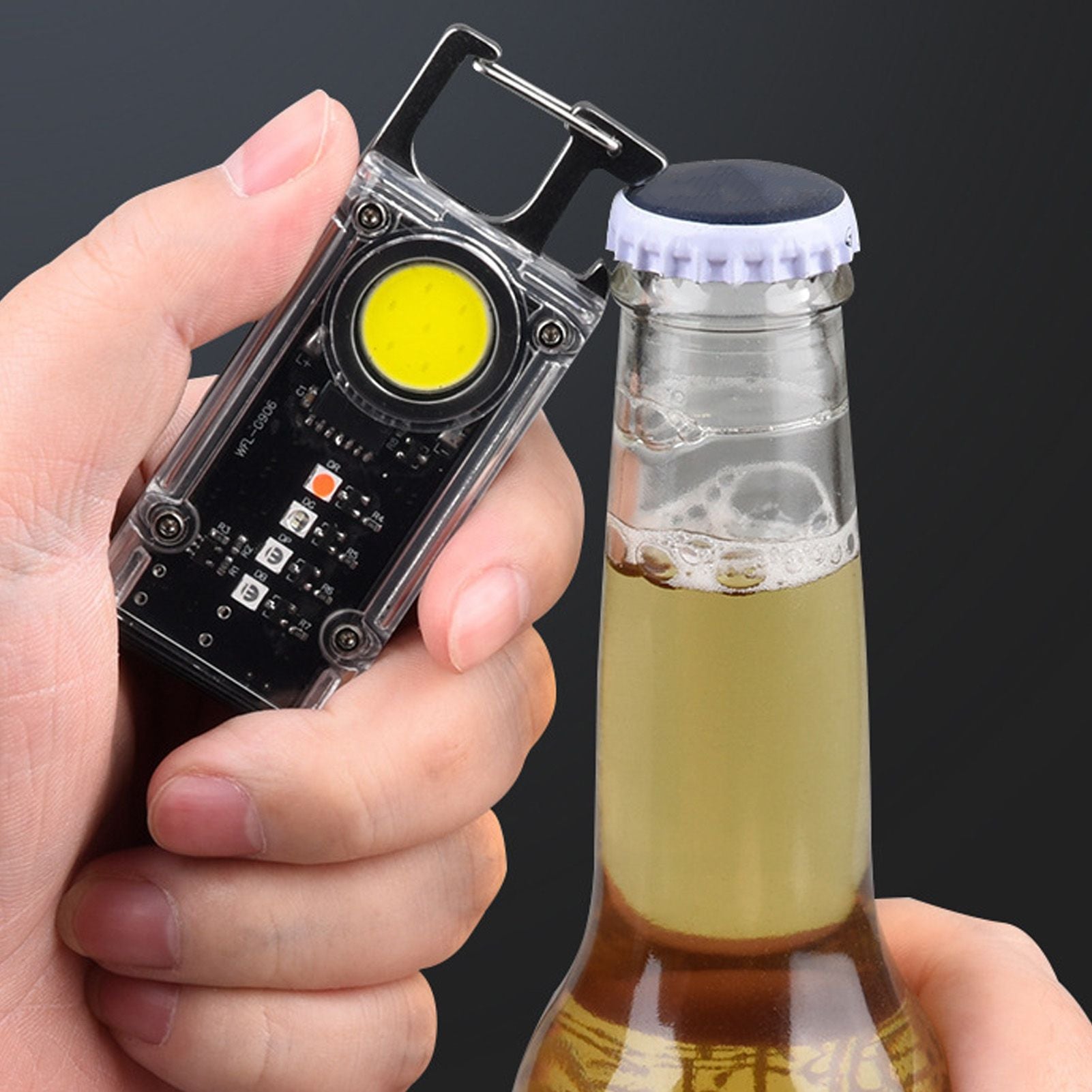 800LM COB Keychain Work Light Rechargeable Mini LED Flashlightht Outdoor Flashlight Bottle Opener Signal Light K45 Silver