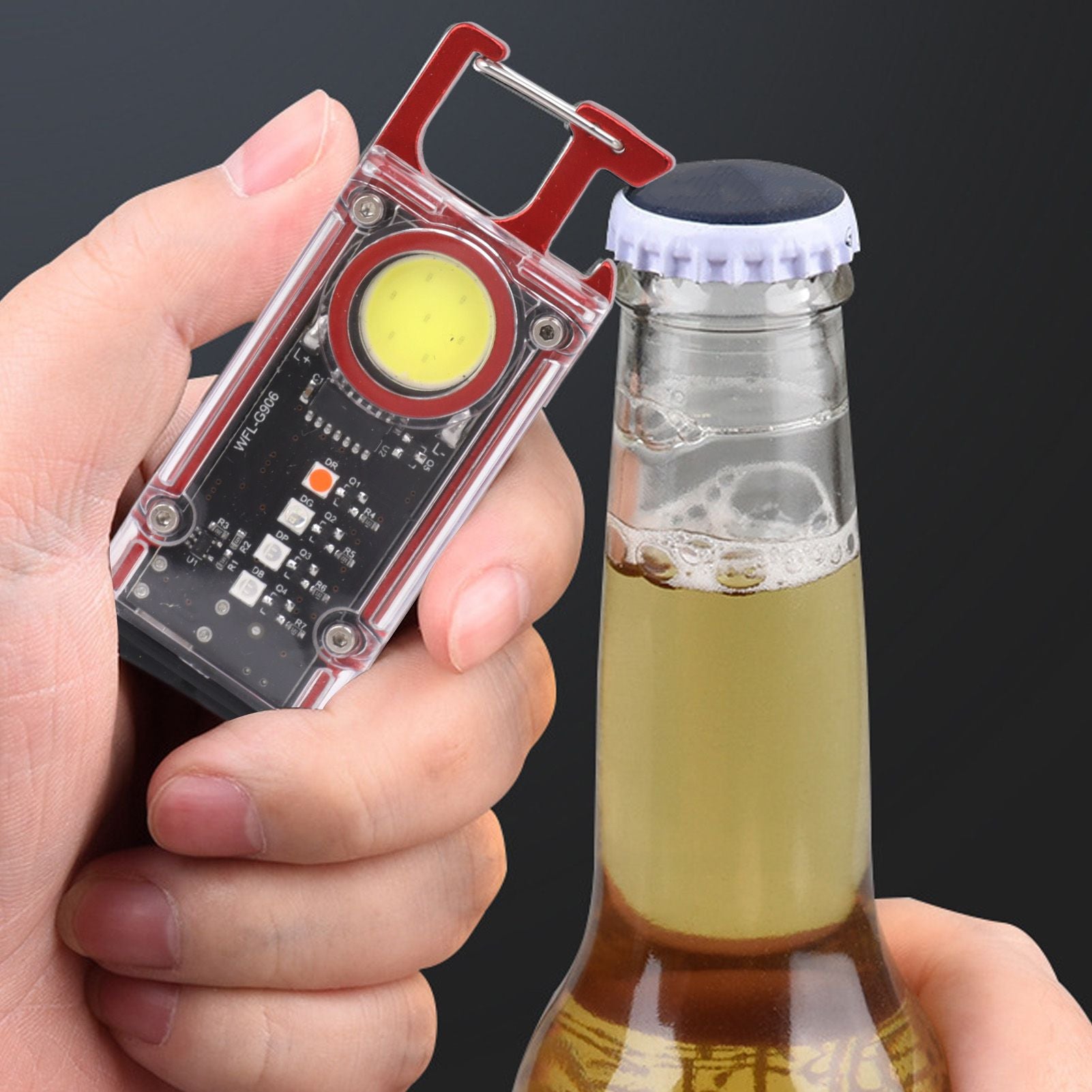 800LM COB Keychain Work Light Rechargeable Mini LED Flashlightht Outdoor Flashlight Bottle Opener Signal Light K45 Red