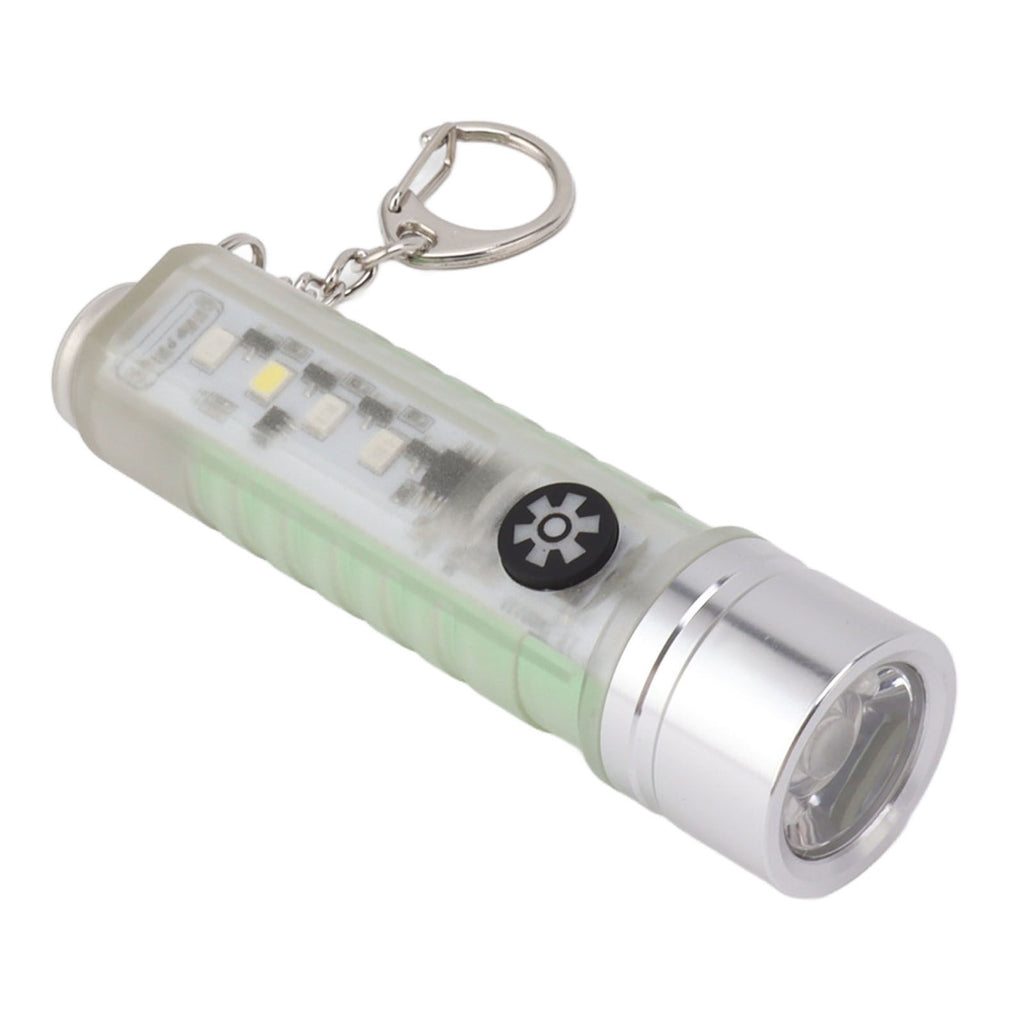 White Small Keychain Flashlight USB Type C Rechargeable IP65 Waterproof LED Mini Keyring Flashlight