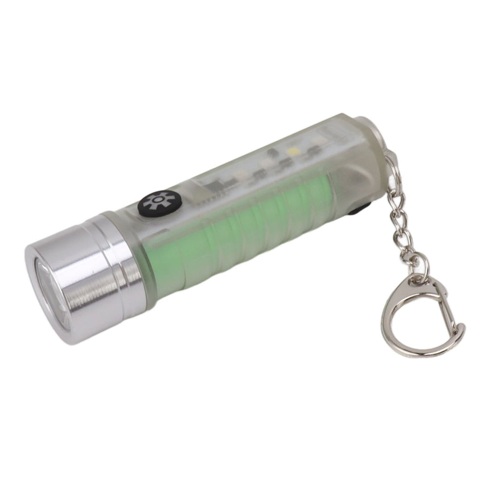 White Small Keychain Flashlight USB Type C Rechargeable IP65 Waterproof LED Mini Keyring Flashlight
