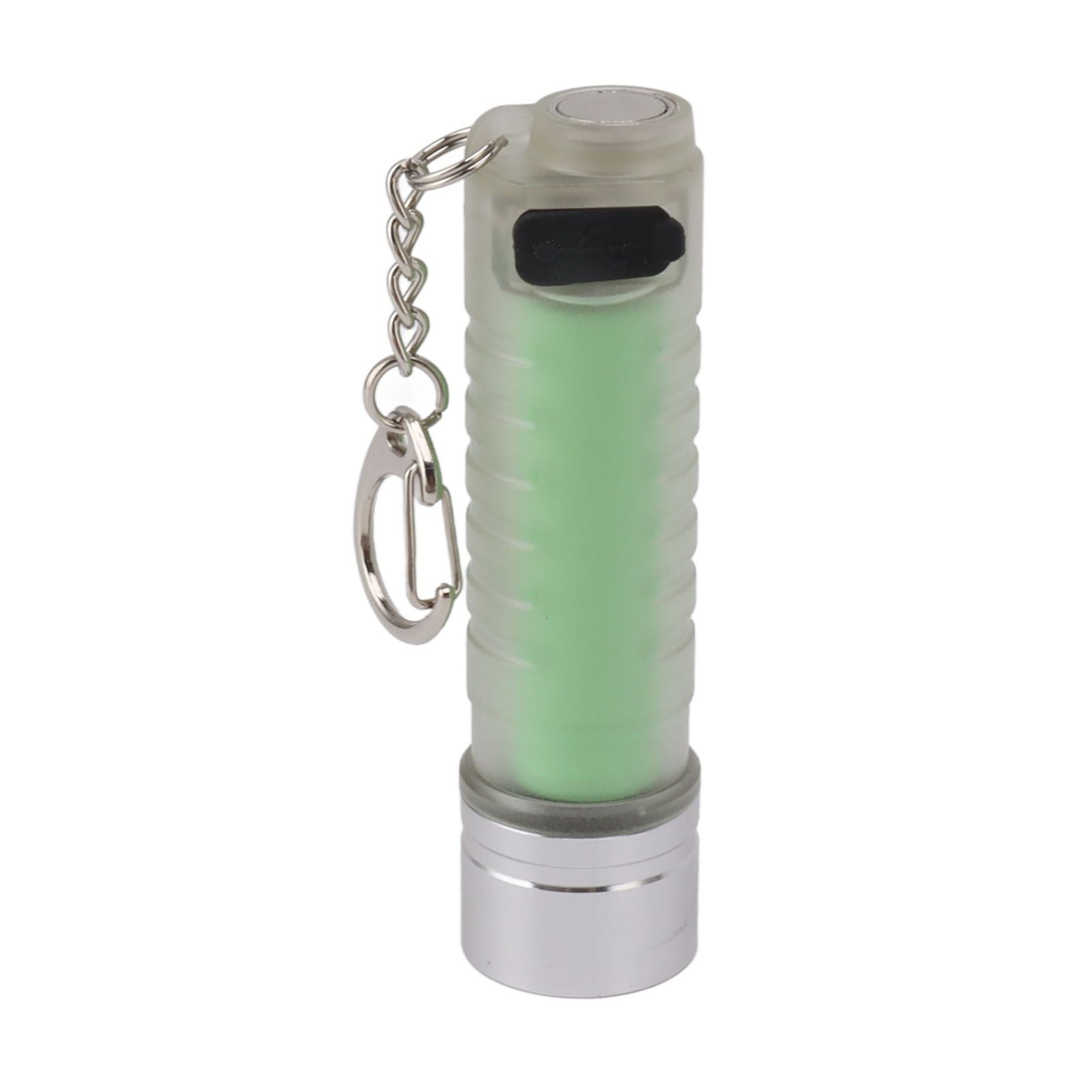 White Small Keychain Flashlight USB Type C Rechargeable IP65 Waterproof LED Mini Keyring Flashlight