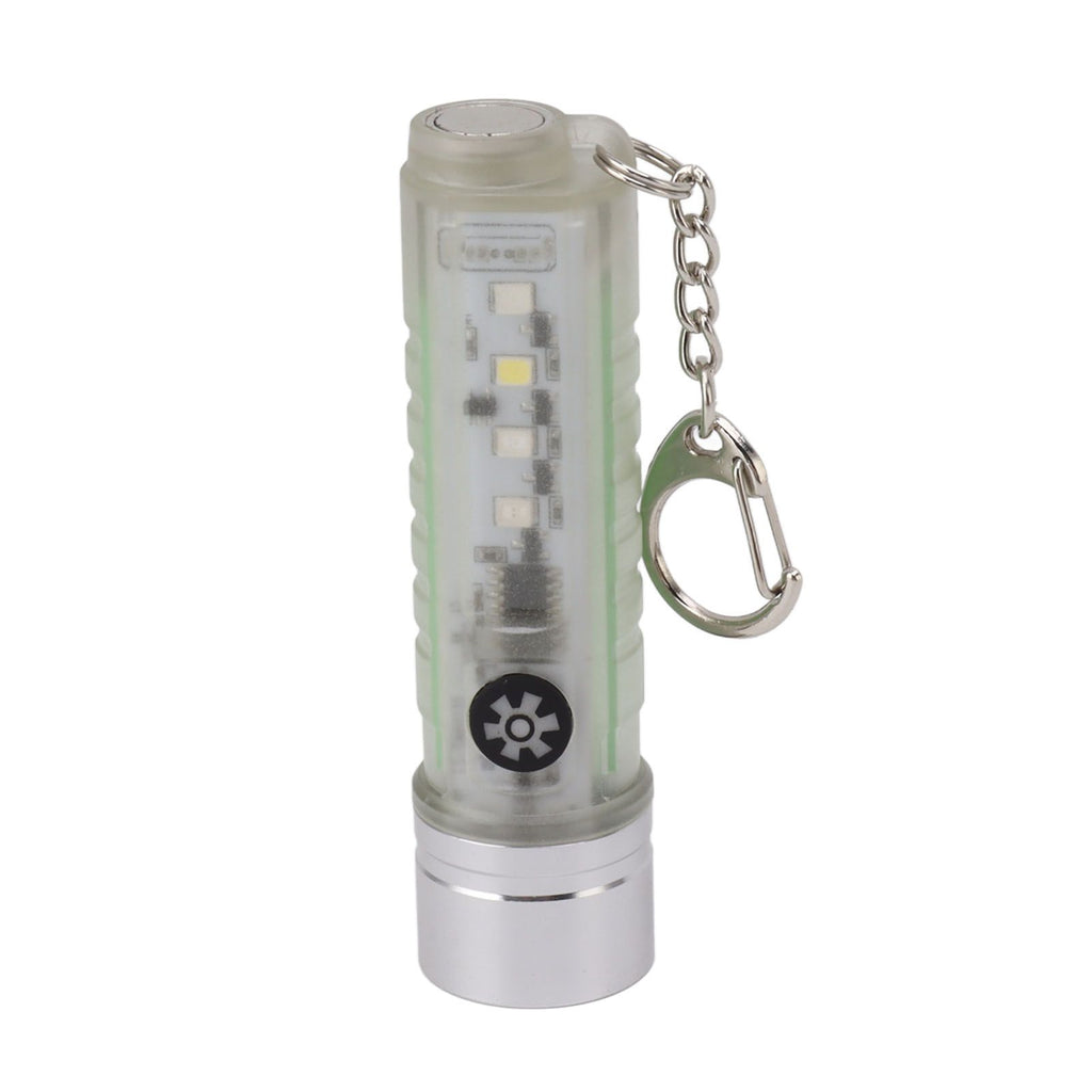 White Small Keychain Flashlight USB Type C Rechargeable IP65 Waterproof LED Mini Keyring Flashlight