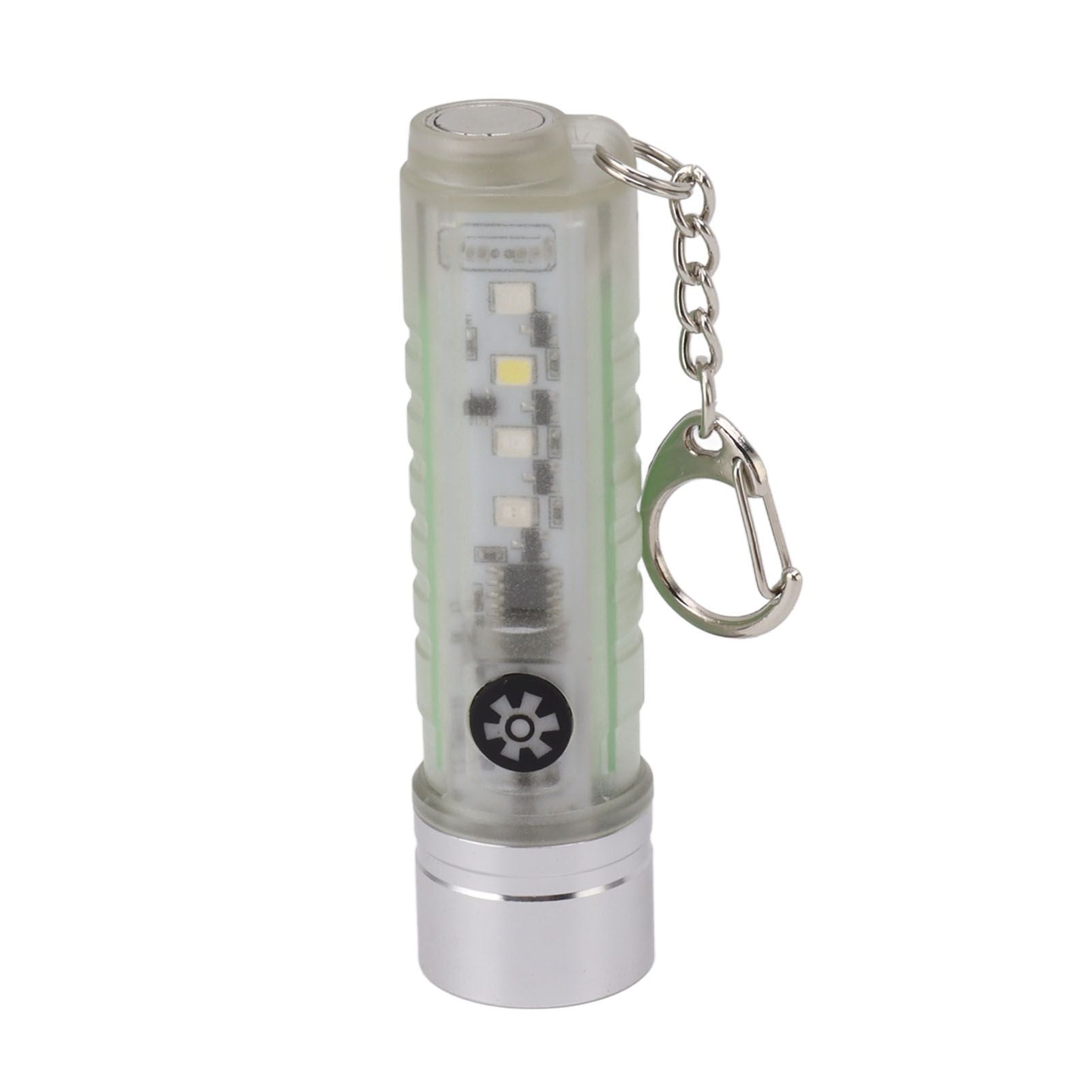 White Small Keychain Flashlight USB Type C Rechargeable IP65 Waterproof LED Mini Keyring Flashlight