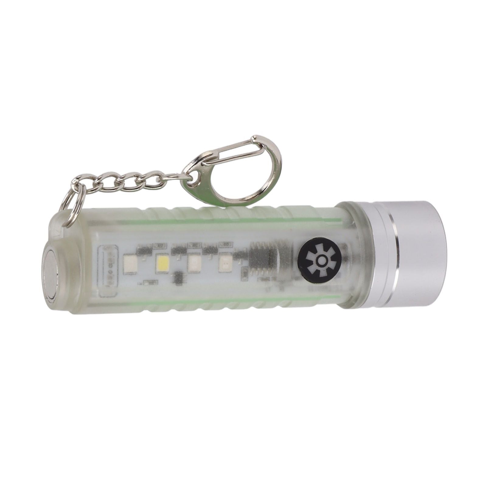 White Small Keychain Flashlight USB Type C Rechargeable IP65 Waterproof LED Mini Keyring Flashlight
