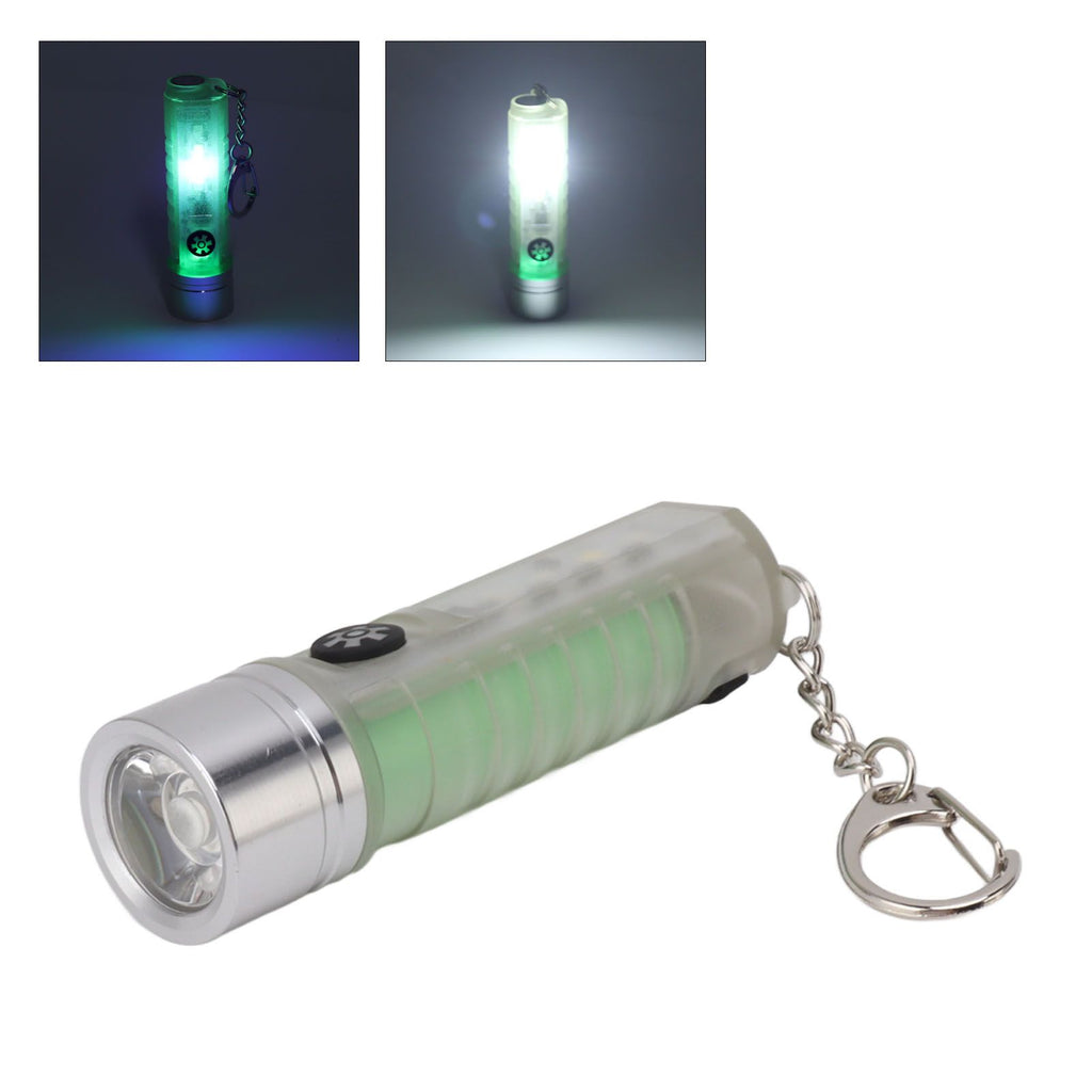 White Small Keychain Flashlight USB Type C Rechargeable IP65 Waterproof LED Mini Keyring Flashlight